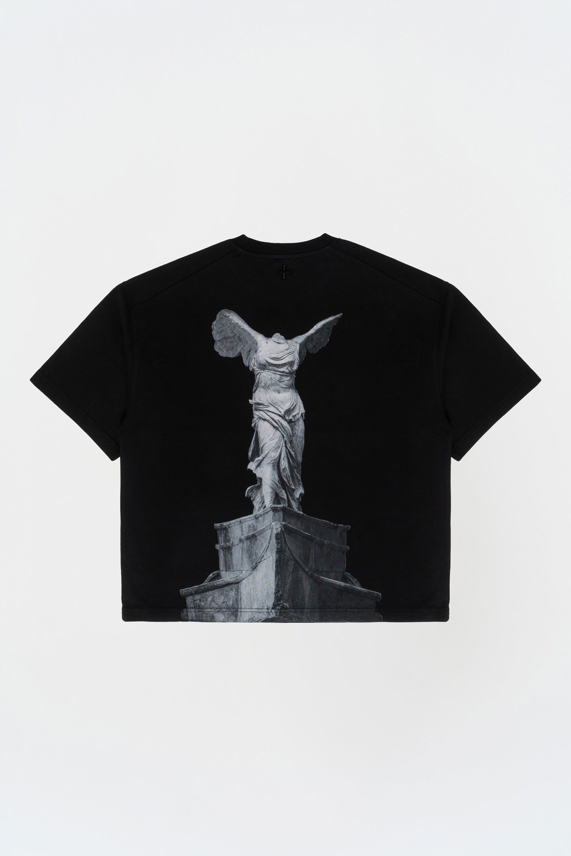 Kısa Kollu Heykel Baskılı Box Fit Siyah T-Shirt