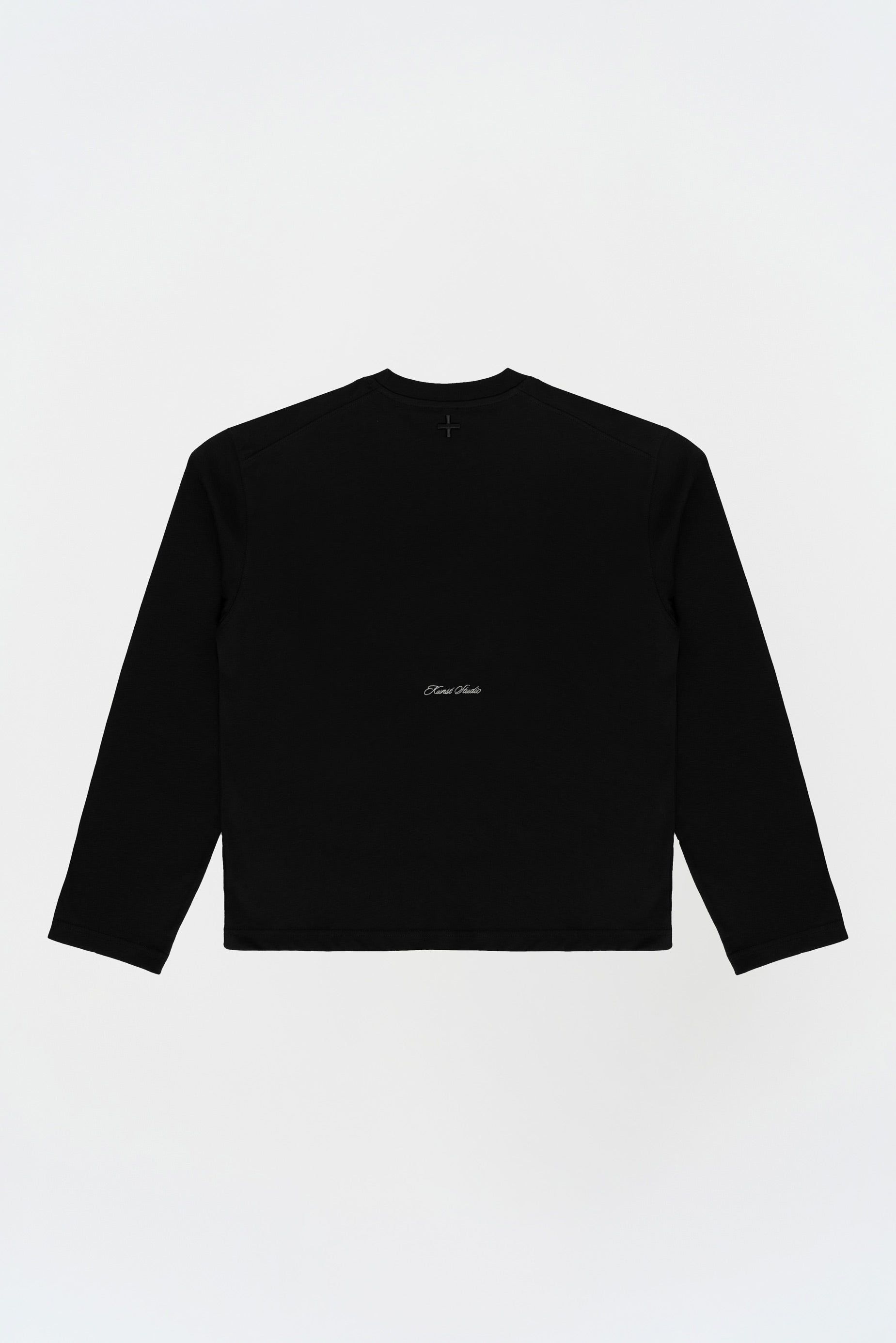 Uzun Kollu Nakışlı Oversize Siyah T-Shirt