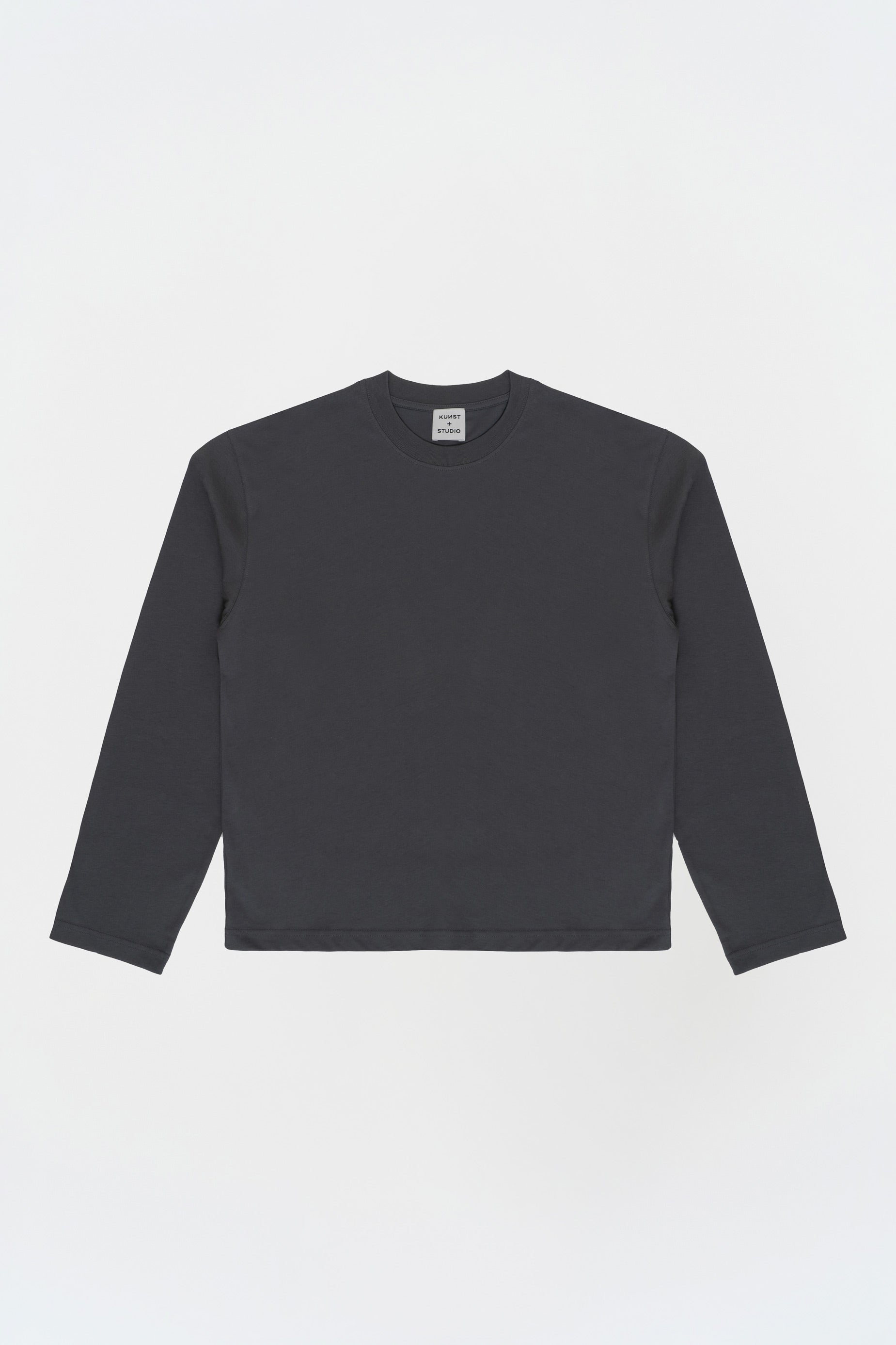 Uzun Kollu Nakışlı Oversize Gri T-Shirt