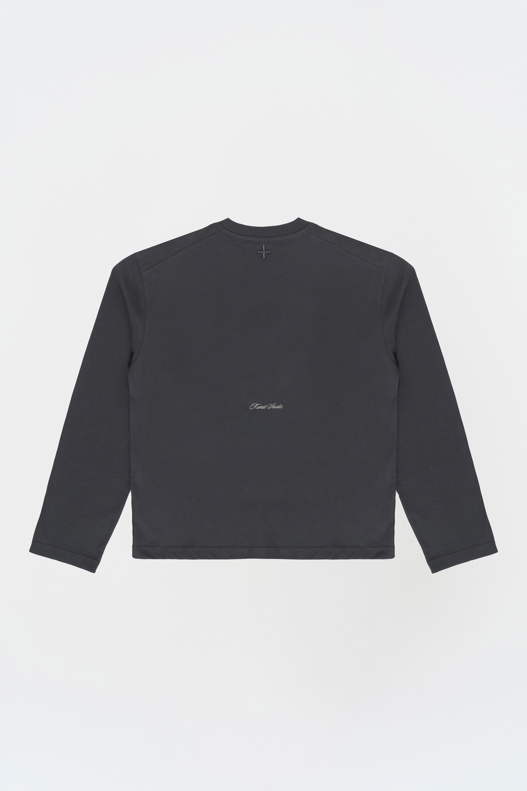 Uzun Kollu Nakışlı Oversize Gri T-Shirt