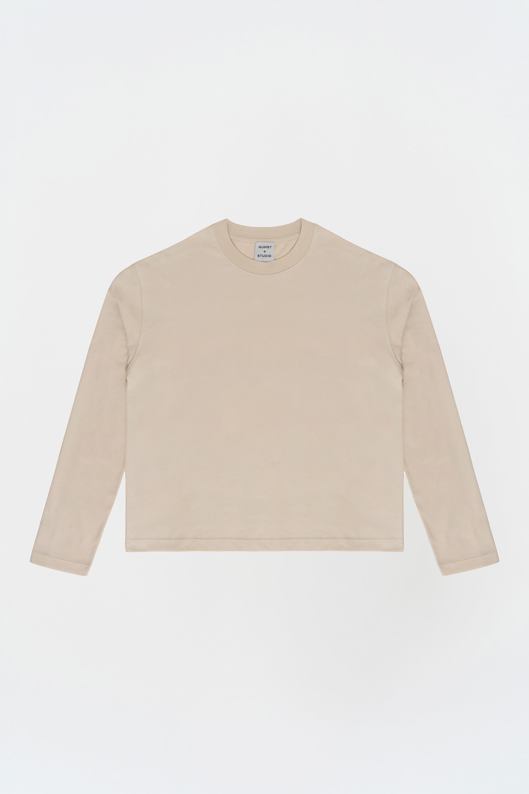 Uzun Kollu Nakışlı Oversize Krem T-Shirt