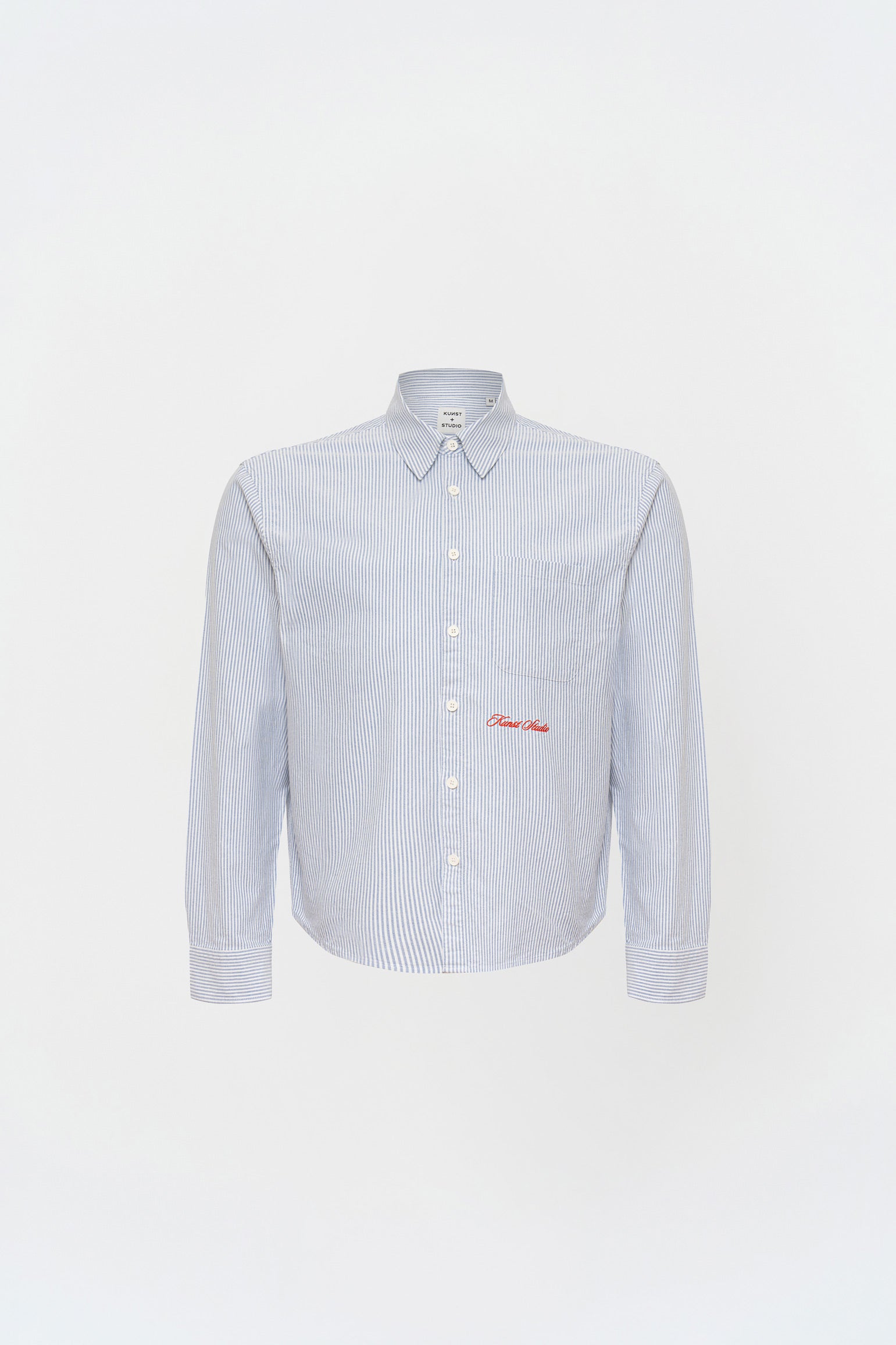 Box Fit Nakışlı Mavi Beyaz Gömlek