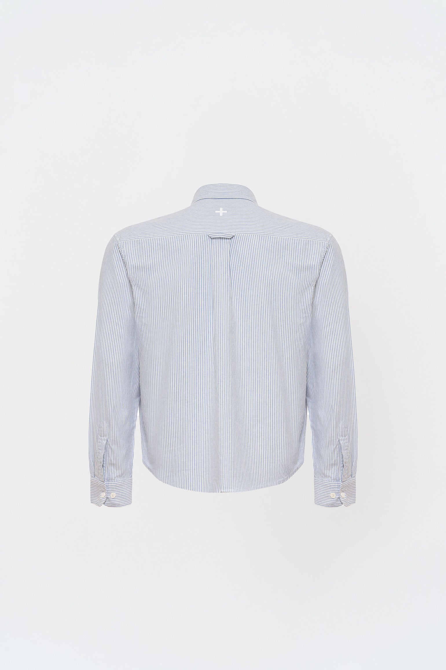 Box Fit Nakışlı Mavi Beyaz Gömlek