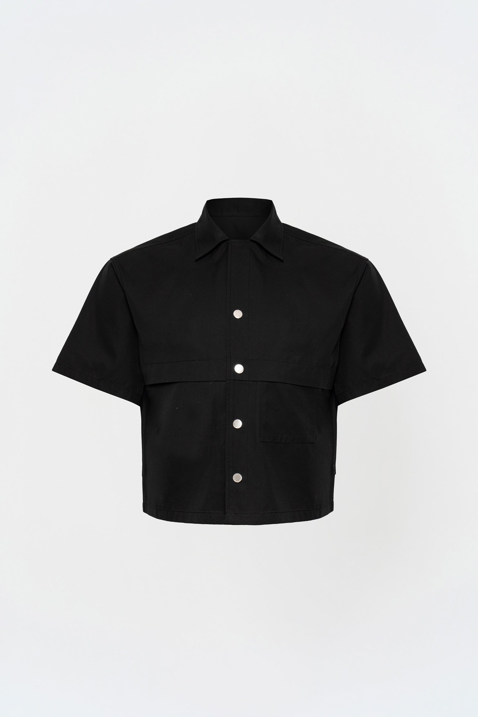 Siyah Box Fit Kısa Kollu Teknik Gömlek