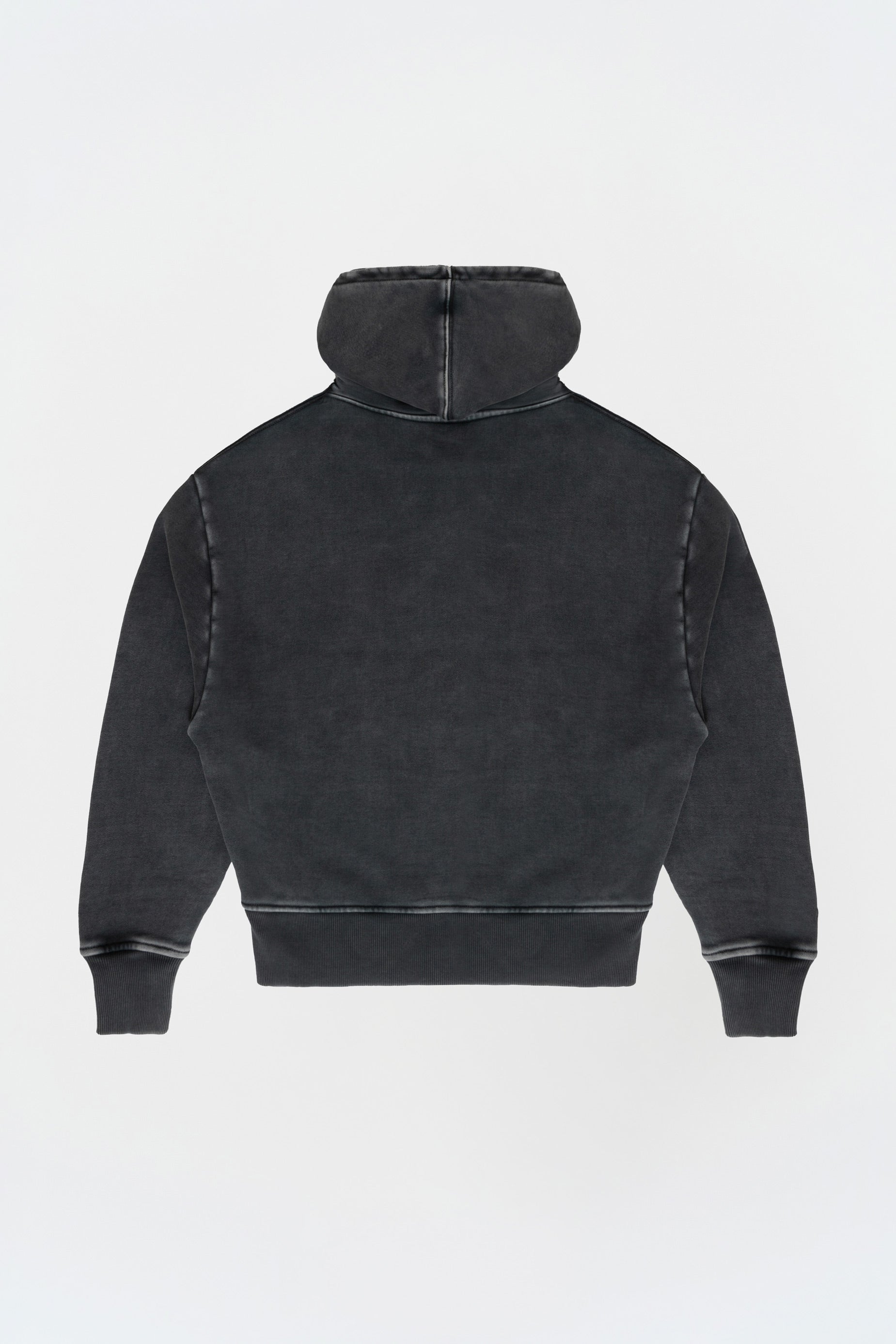 Yıkanmış Gri Oversize Fermuarlı Hoodie