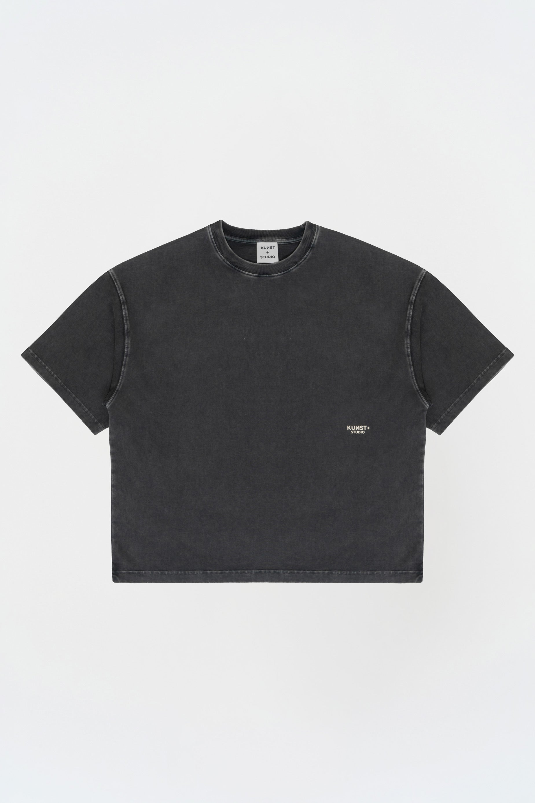 Kısa Kollu Baskılı Box Fit Yıkamalı Gri T-Shirt