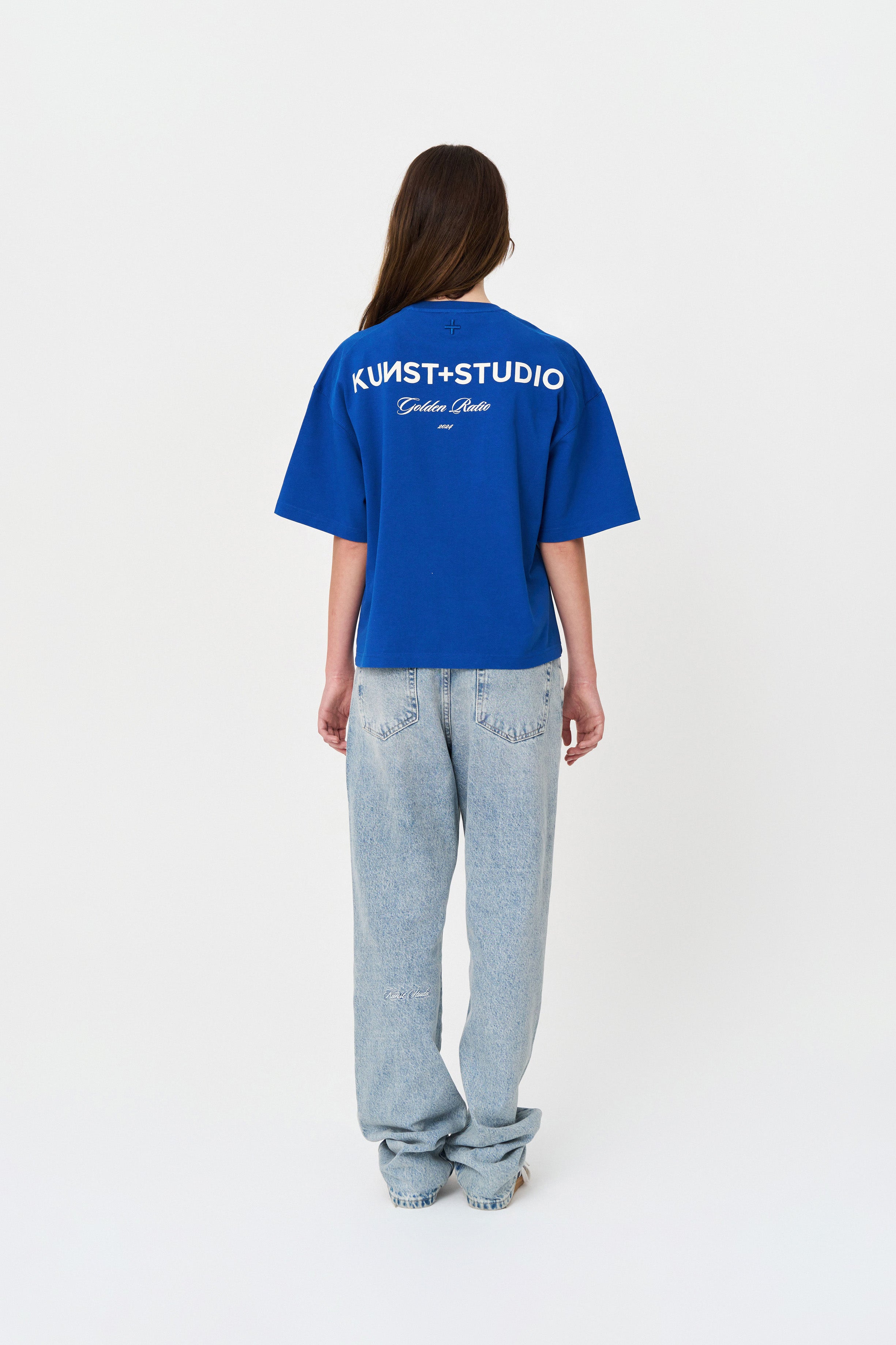 Kısa Kollu Baskılı Box Fit Mavi T-Shirt