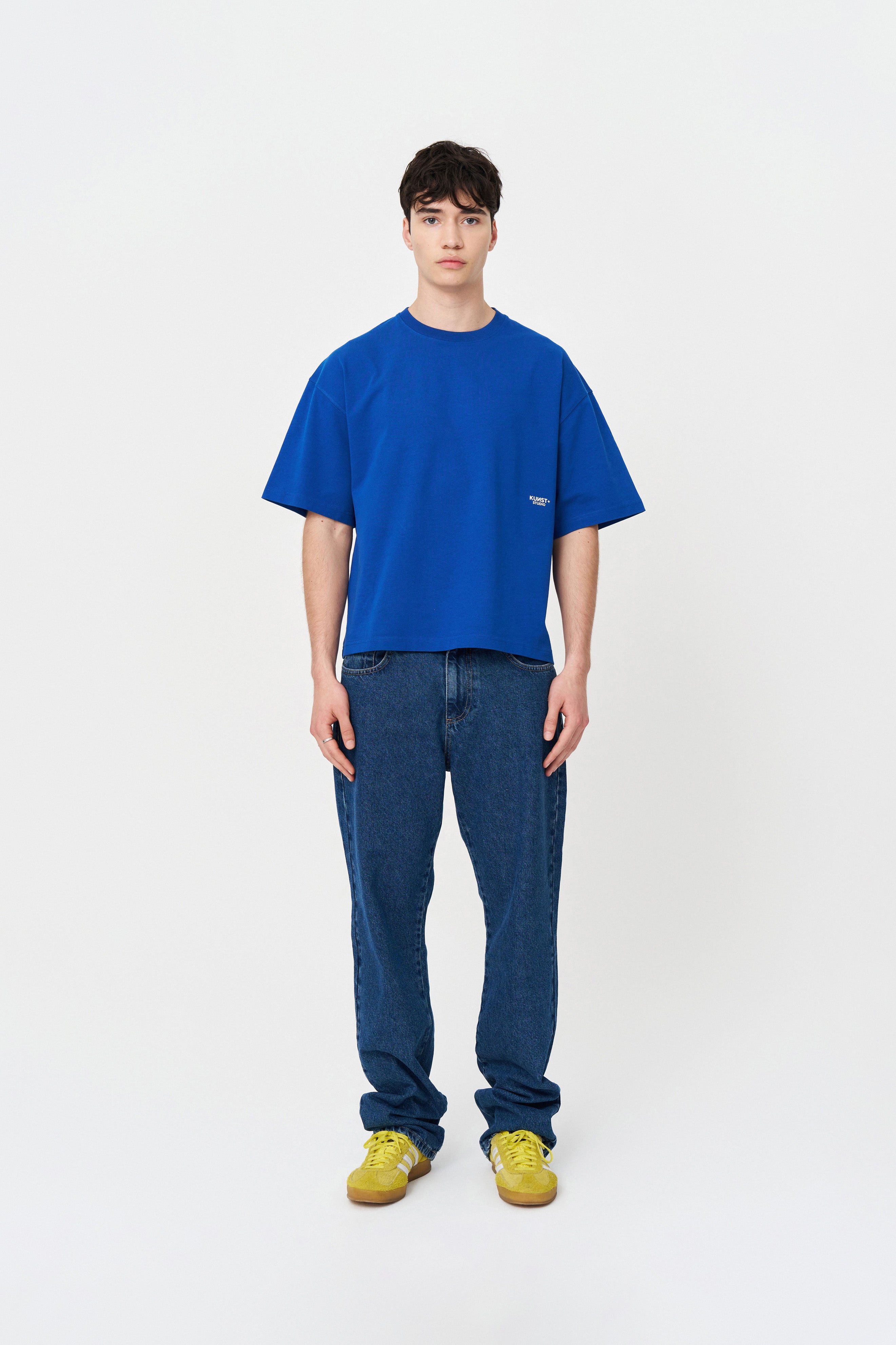 Kısa Kollu Baskılı Box Fit Mavi T-Shirt