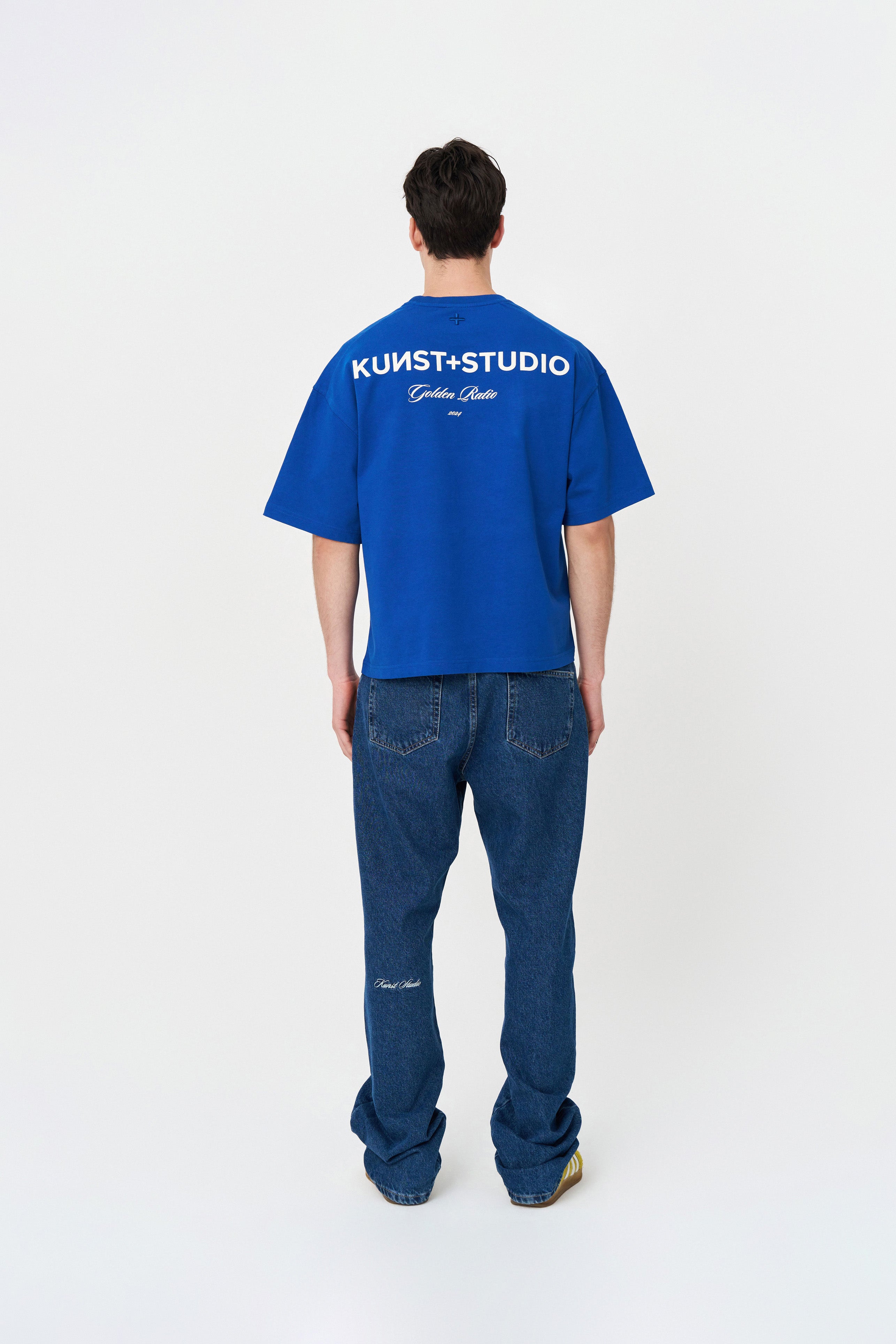 Kısa Kollu Baskılı Box Fit Mavi T-Shirt