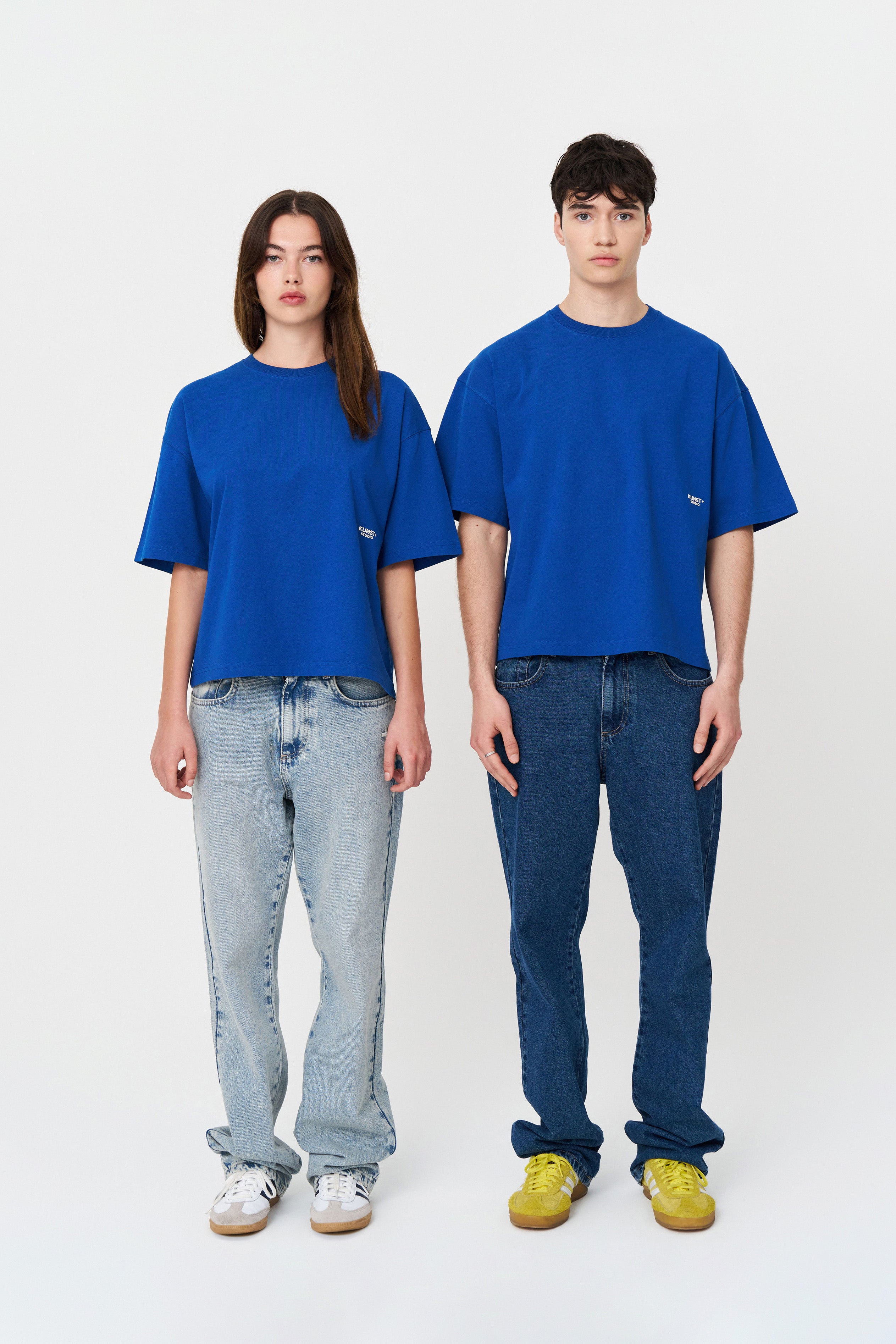 Kısa Kollu Baskılı Box Fit Mavi T-Shirt