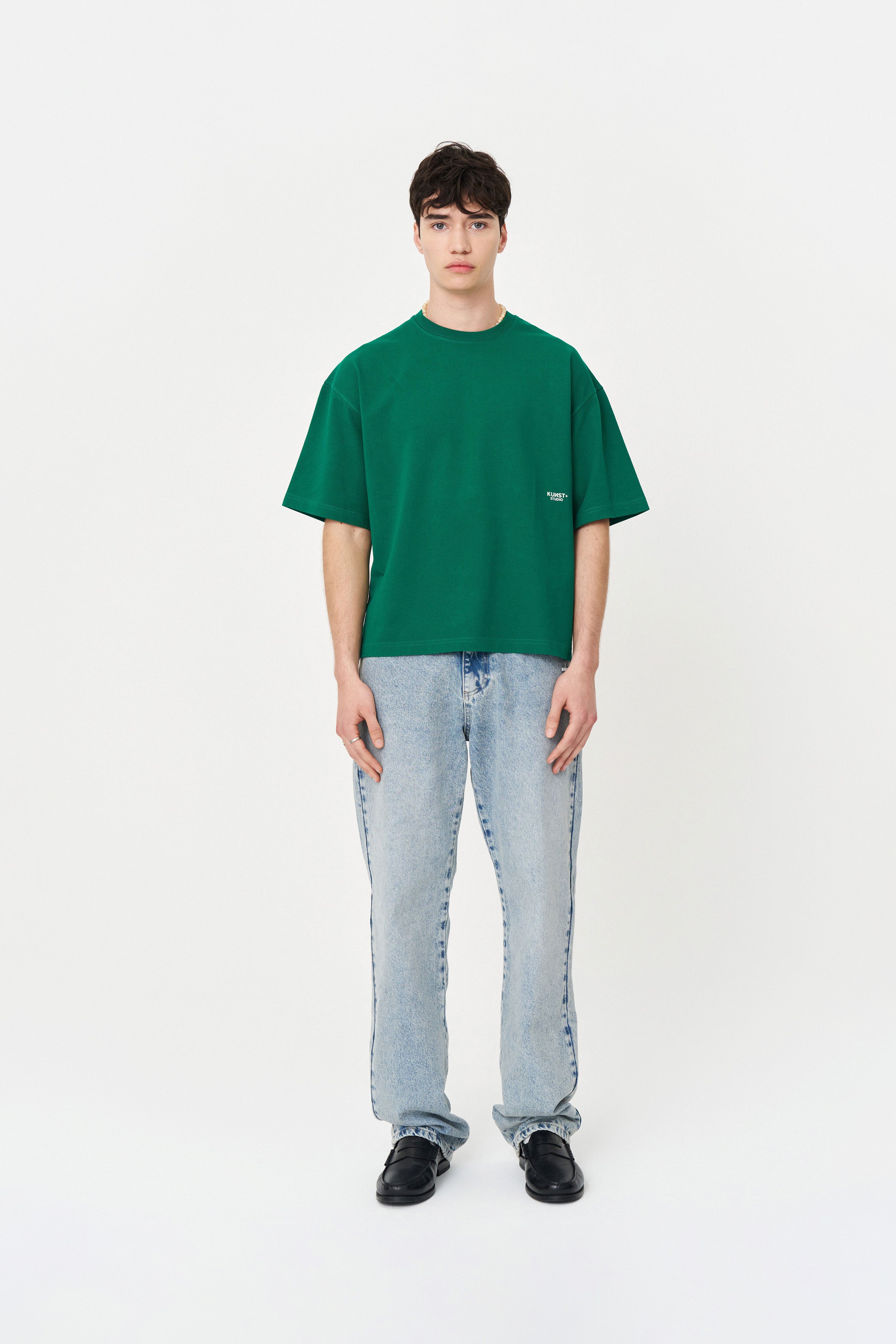 Kısa Kollu Baskılı Box Fit Yeşil T-Shirt