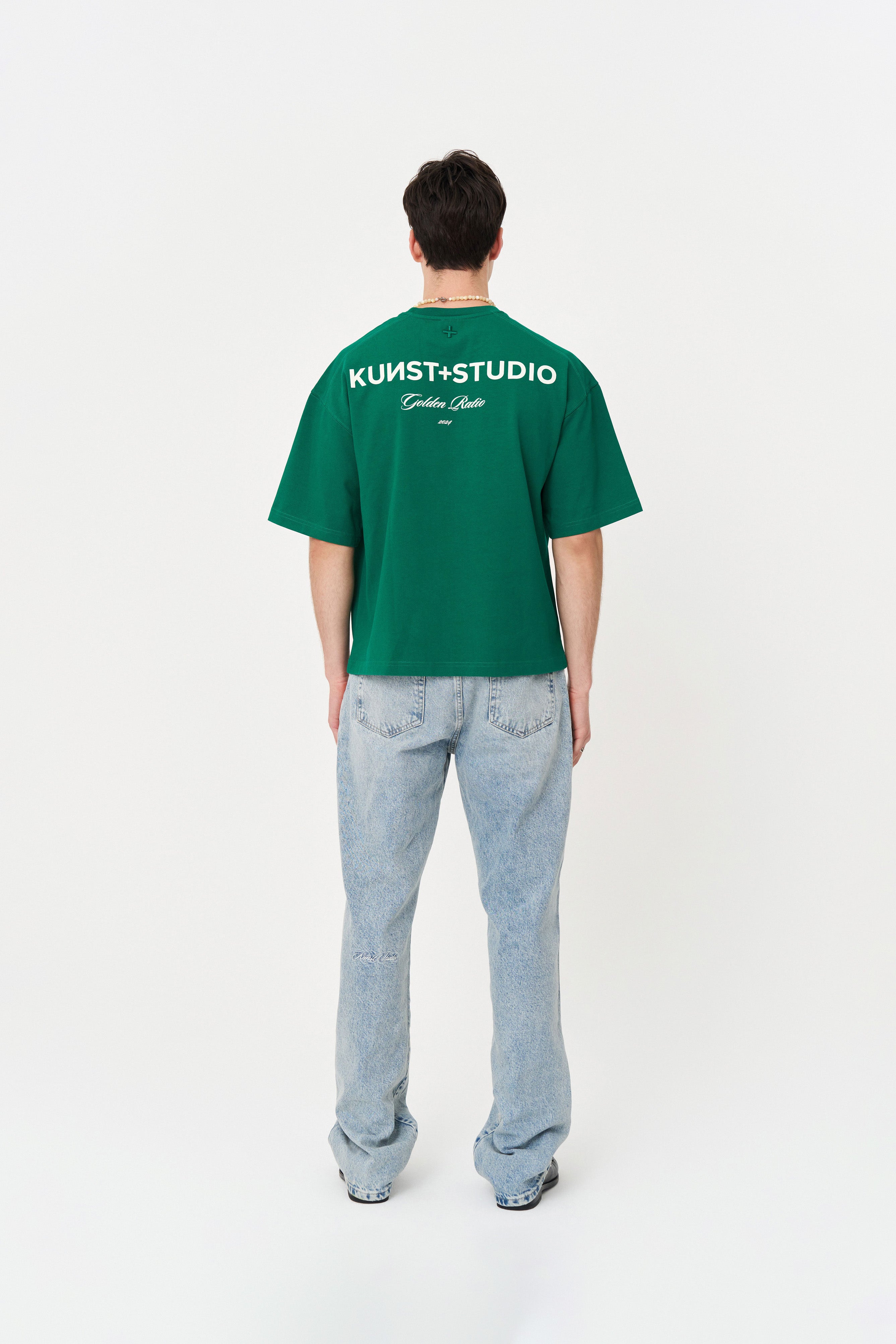 Kısa Kollu Baskılı Box Fit Yeşil T-Shirt