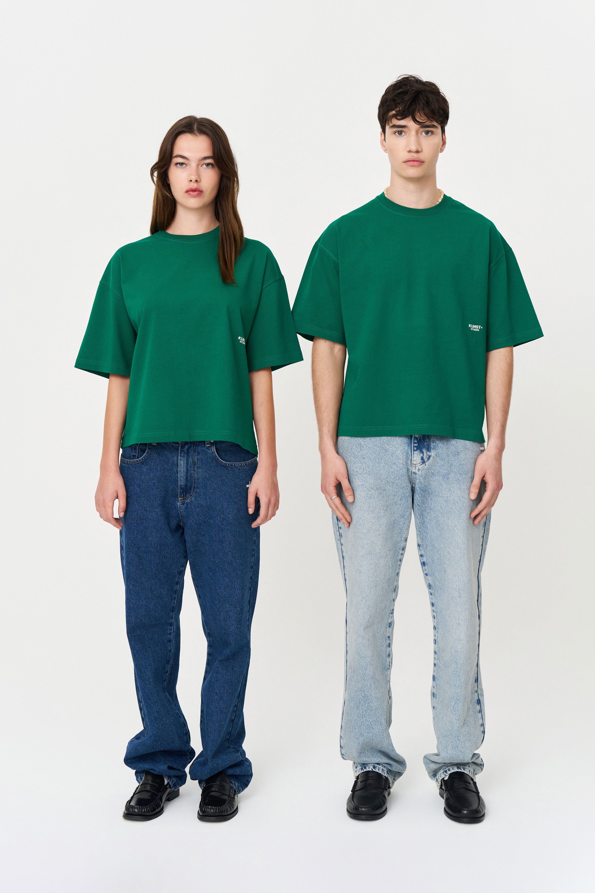 Kısa Kollu Baskılı Box Fit Yeşil T-Shirt