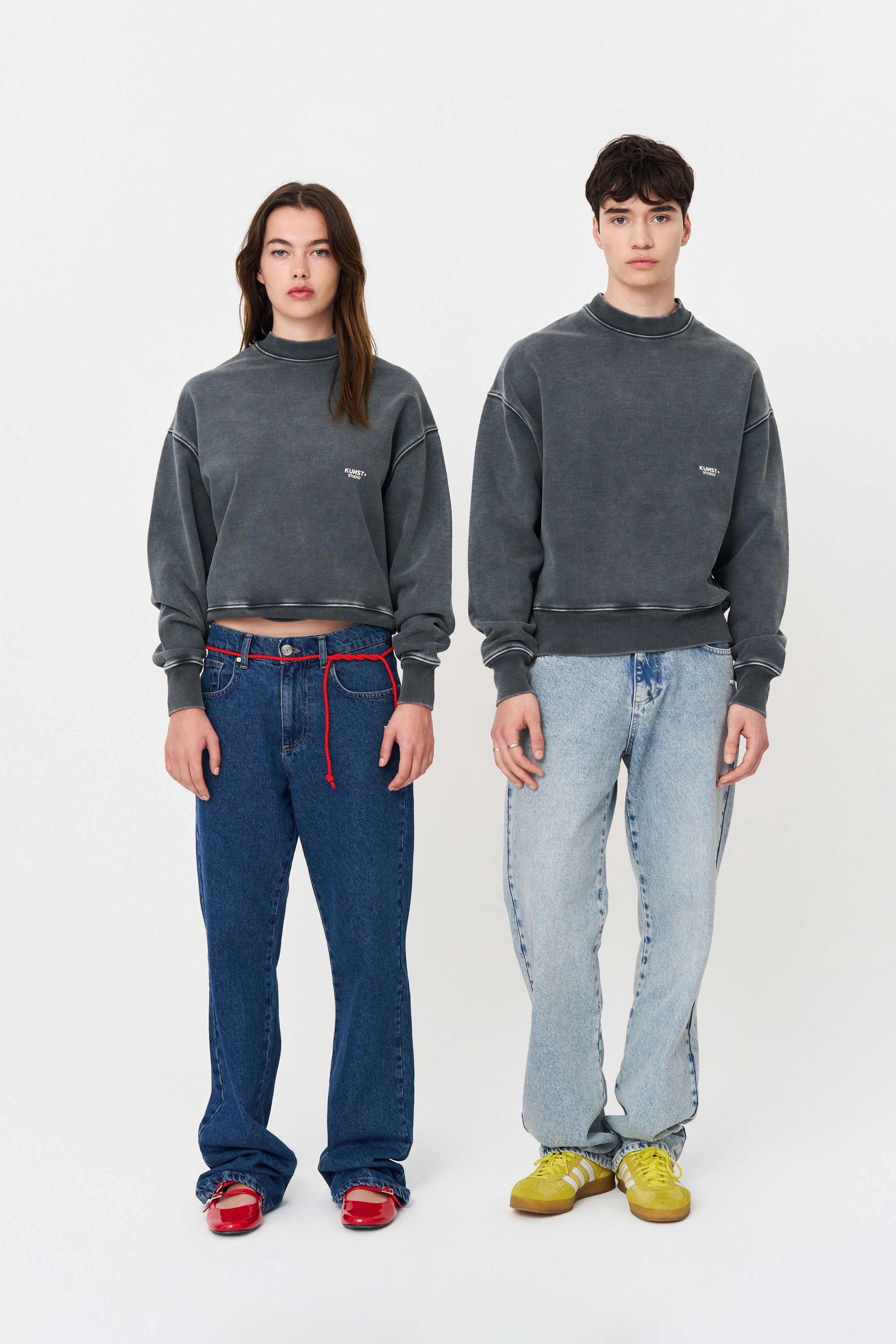 Yıkanmış Gri Oversize Sweatshirt