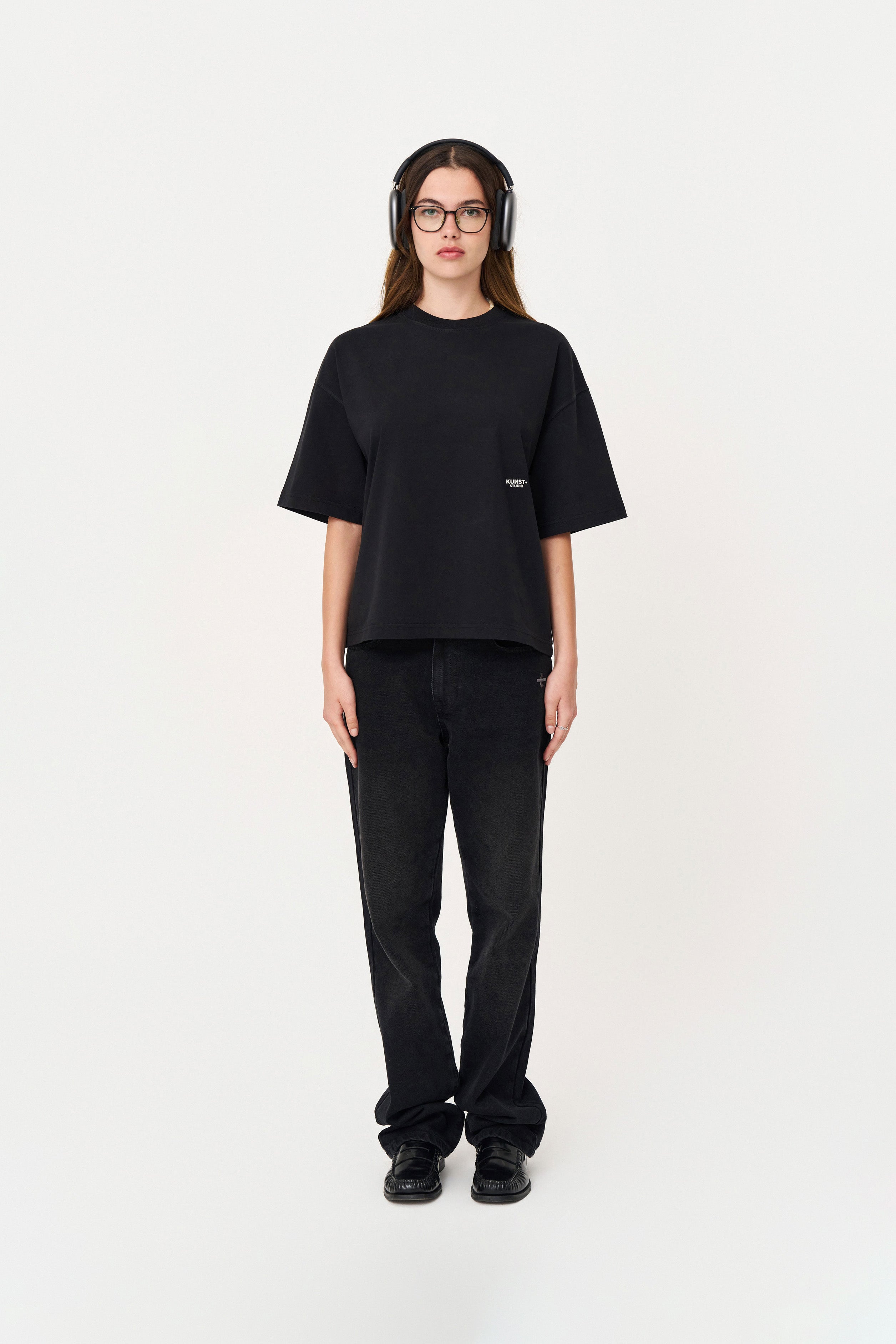 Kısa Kollu Baskılı Box Fit Siyah T-Shirt