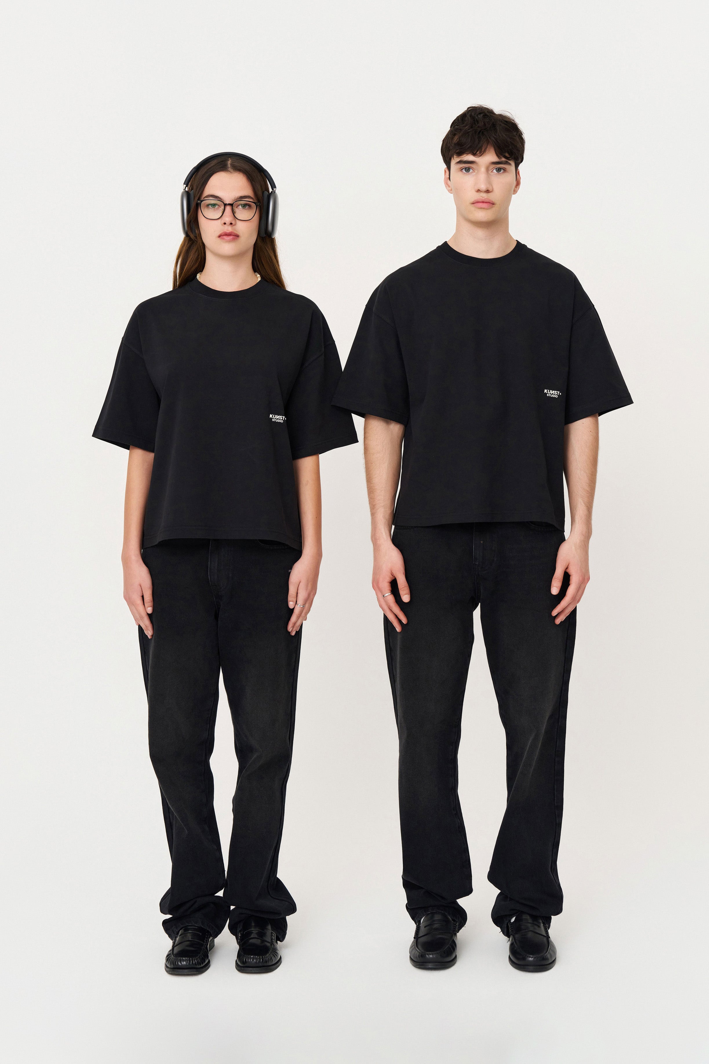 Kısa Kollu Baskılı Box Fit Siyah T-Shirt