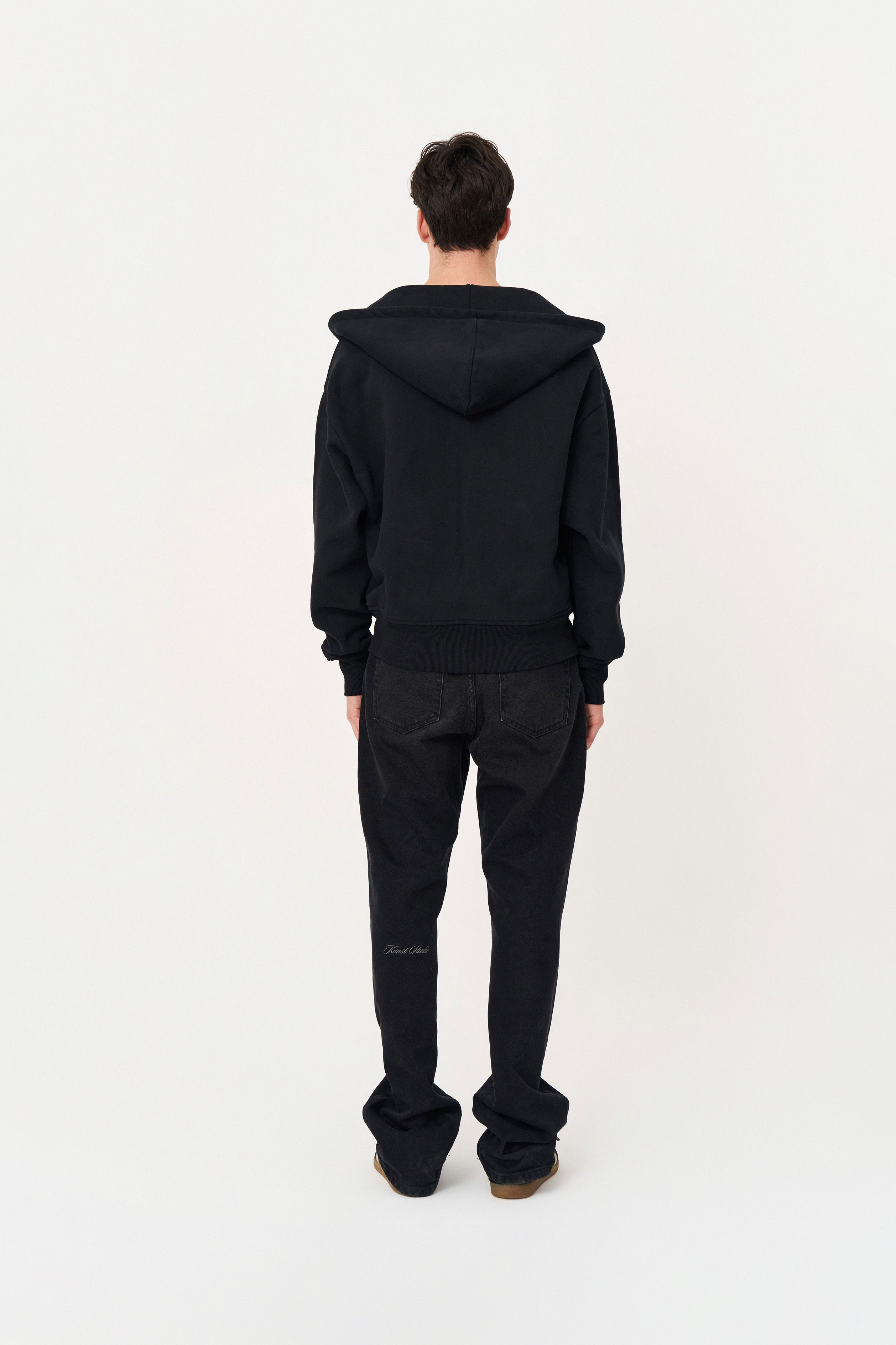 Siyah Oversize Fermuarlı Hoodie