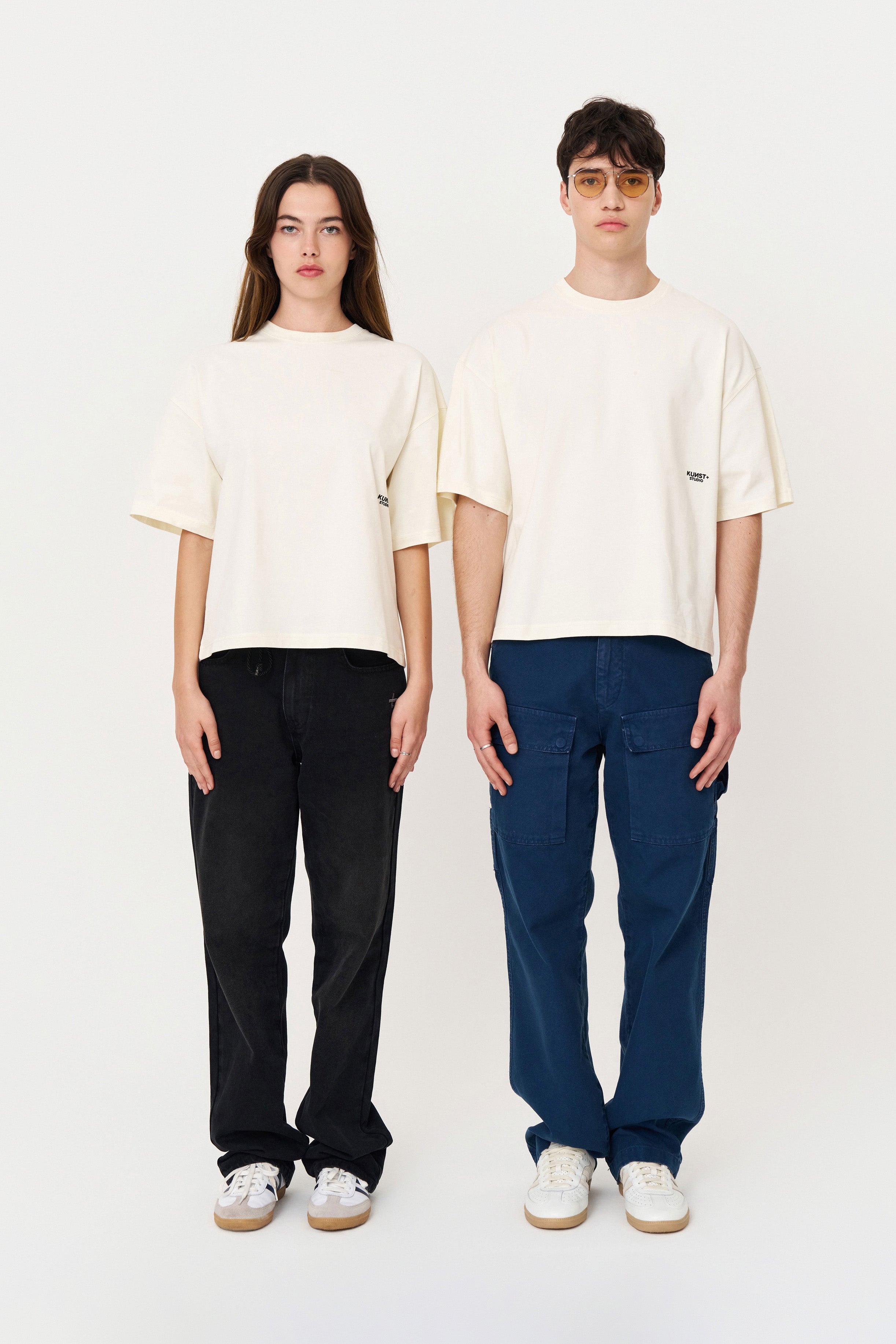 Kısa Kollu Baskılı Box Fit Ekru T-Shirt