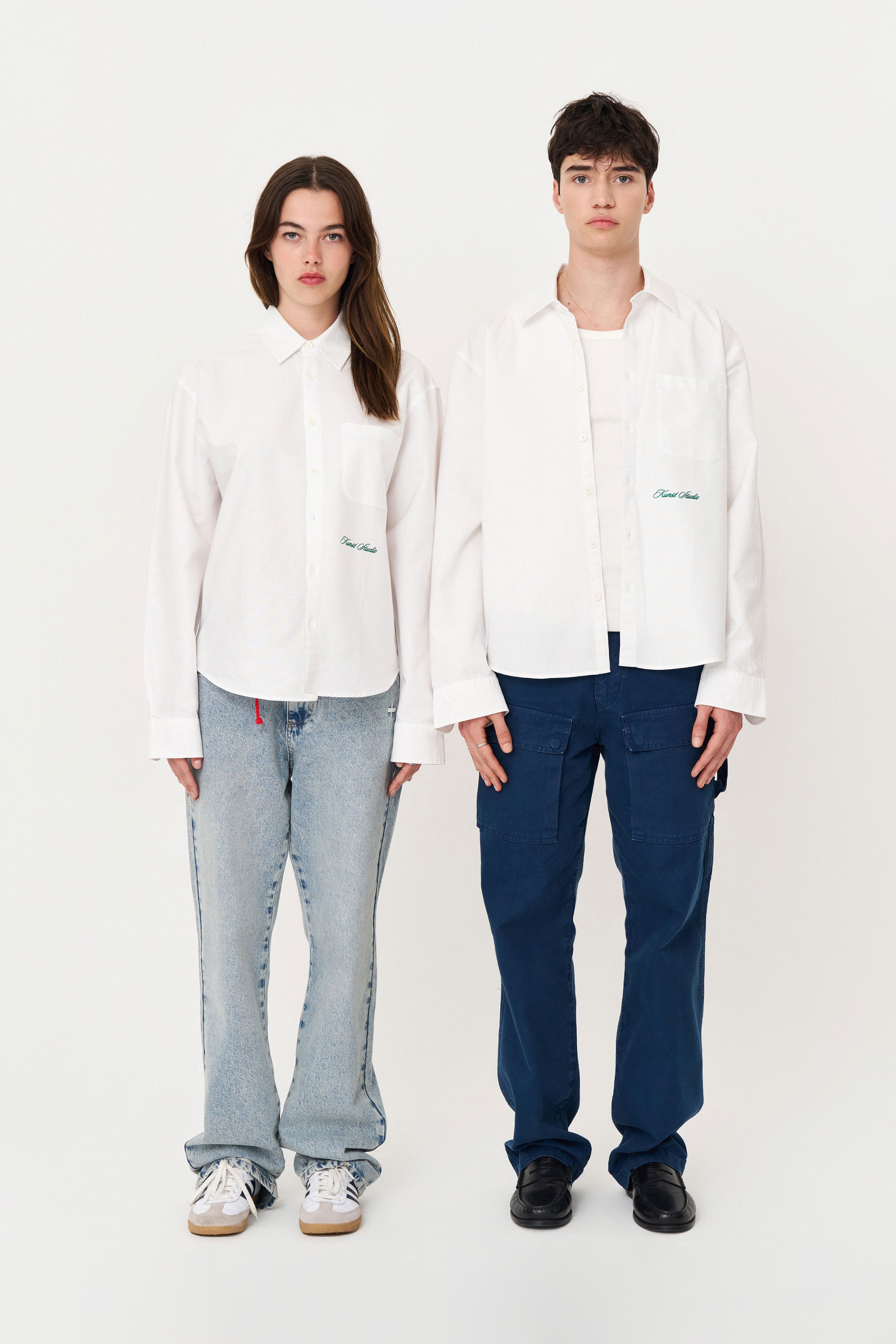 Box Fit Nakışlı Beyaz Gömlek